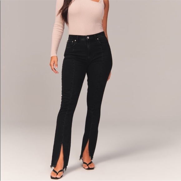 Abercrombie & Fitch Denim - Abercrombie Black Split Hem Skinny Jeans | Size 16R